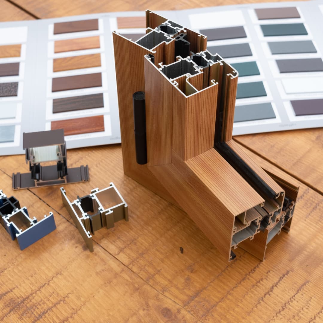 Wood-effect finish on aluminium